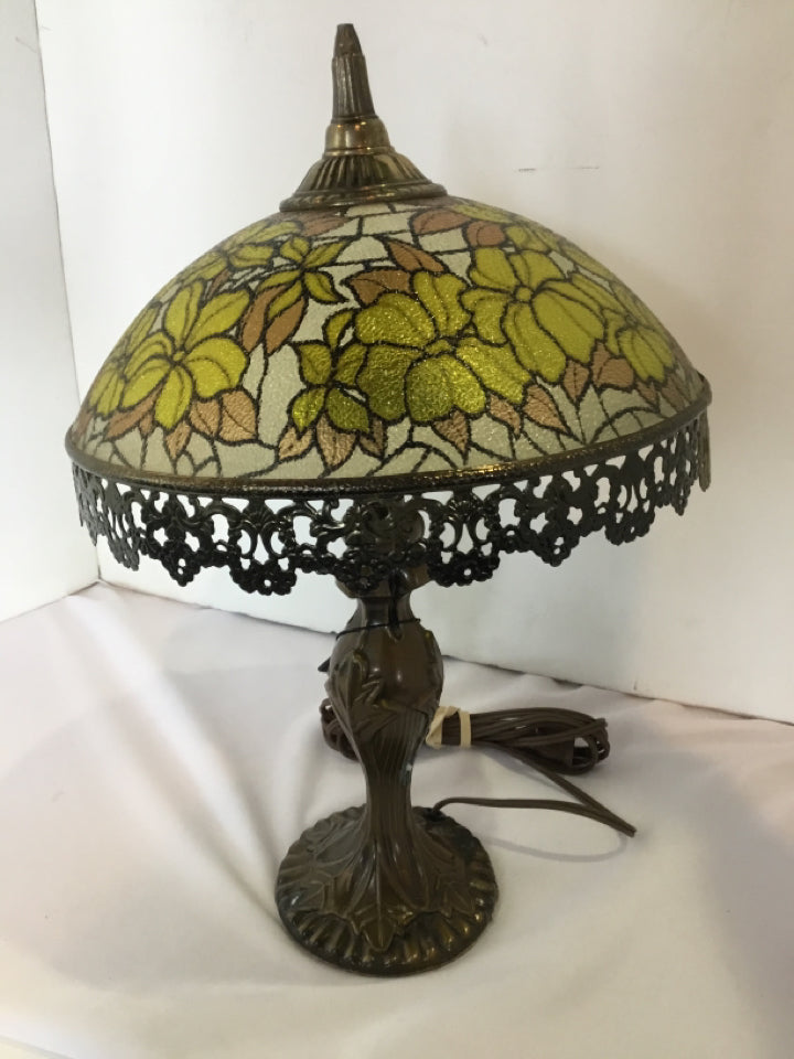 Tiffany Green/Brown Stained Glass Lamp