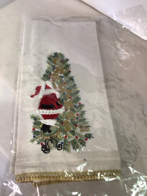 Towel White Cotton Santa Holiday Item