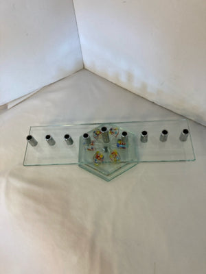 Clear/Silver Glass Menorah Holiday Item