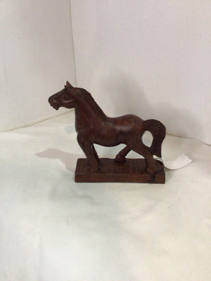 Brown Wood Horse Statue