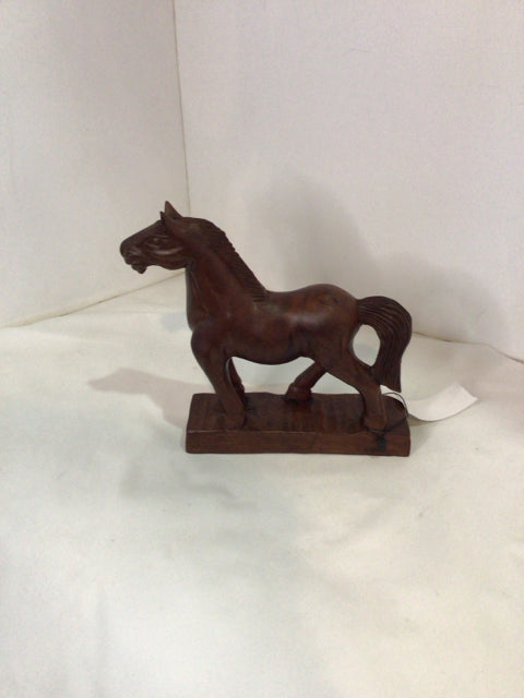 Brown Wood Horse Statue
