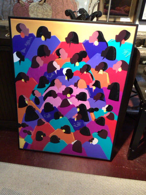 Signed Multi-Color Canvas Abstract Framed Art