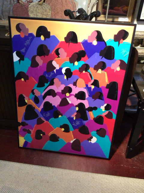 Signed Multi-Color Canvas Abstract Framed Art