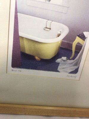 Matted Yellow Bathtub Framed Art