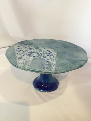 Decorative Blue Ceramic Cake Plate/Stand