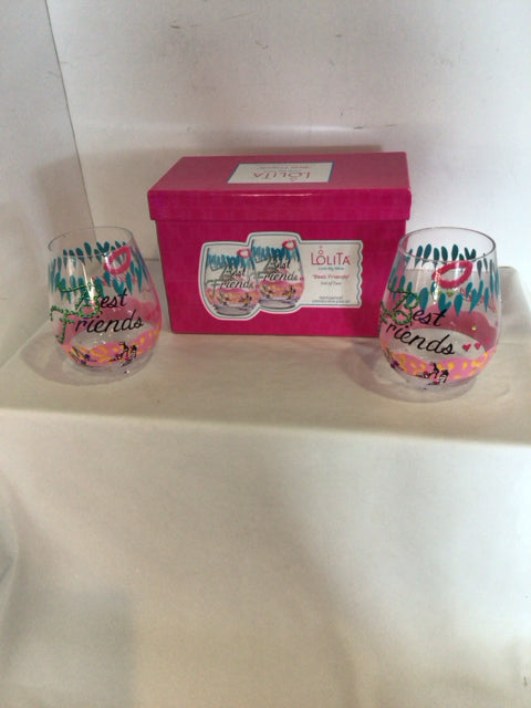 Lolita Pair Clear/Multi Glass Wine Glasses