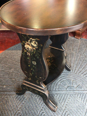 Wood Tiered Oval Brown Table