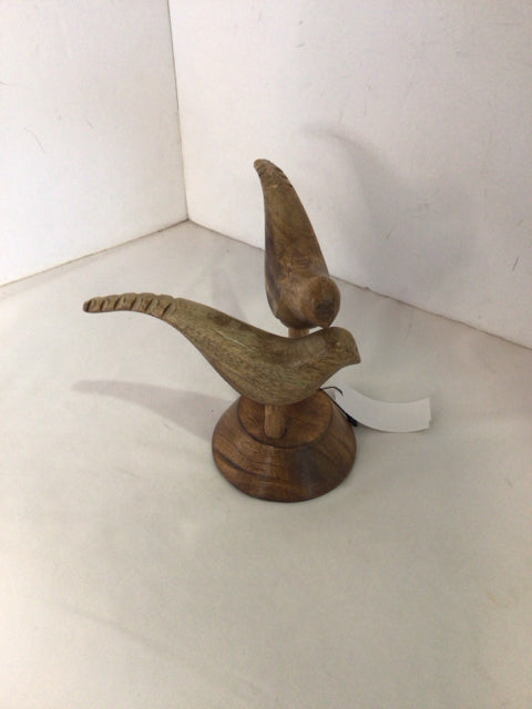 Brown Wood Birds Statue