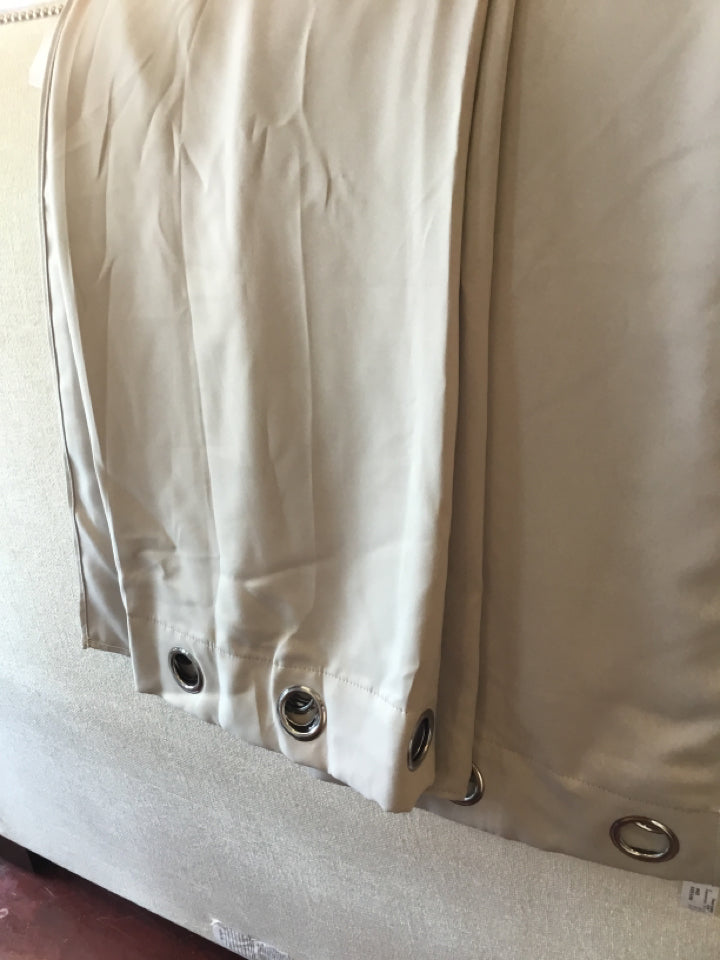 Pair Tan Grommet Top Black Out Draperies/Curtains