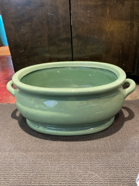 Aqua Ceramic Crackle Planter