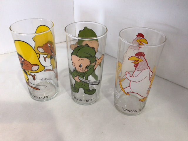 Set of 3 Glass Looney Tunes Glasses