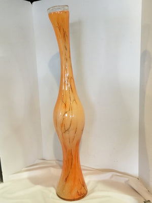 Tall Orange Glass Knot Vase