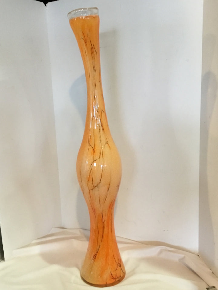 Tall Orange Glass Knot Vase