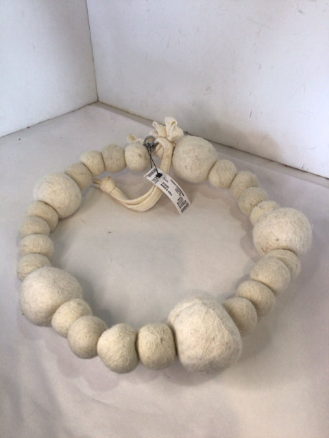 White Felt Balls Wreath