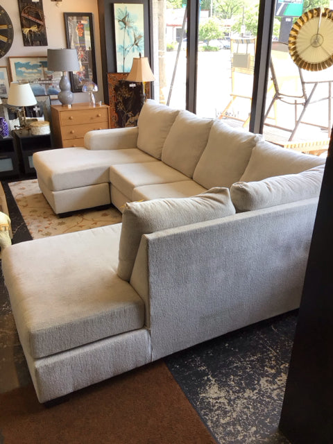 Ashley 3 Piece Chenille Cream Sectional Sofa