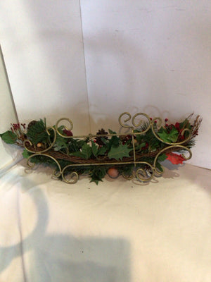 Wall Decoration Red/Green Poinsettia Pinecone Holiday Item