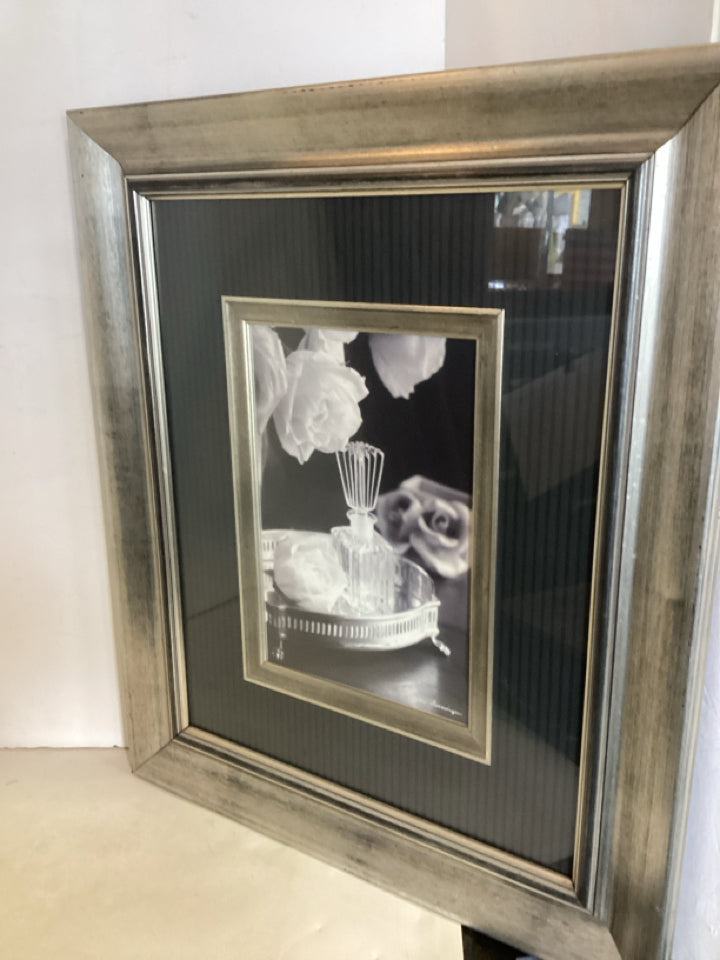 Black/White Perfume Bottle Framed Art