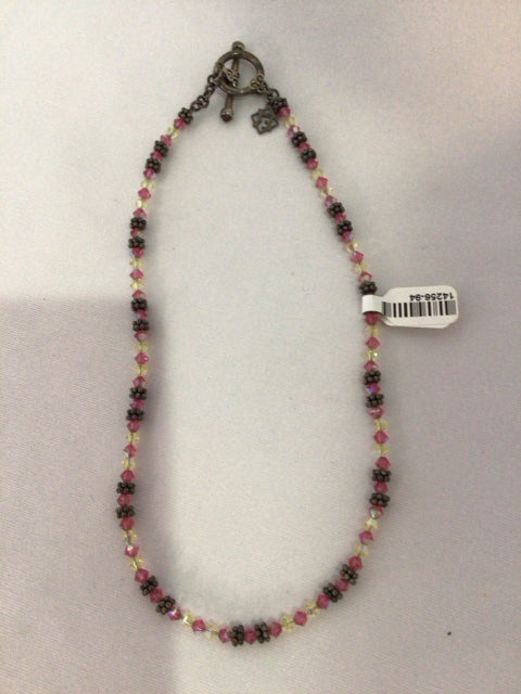 Alex's Lemonade Pink/Green Beaded Necklace