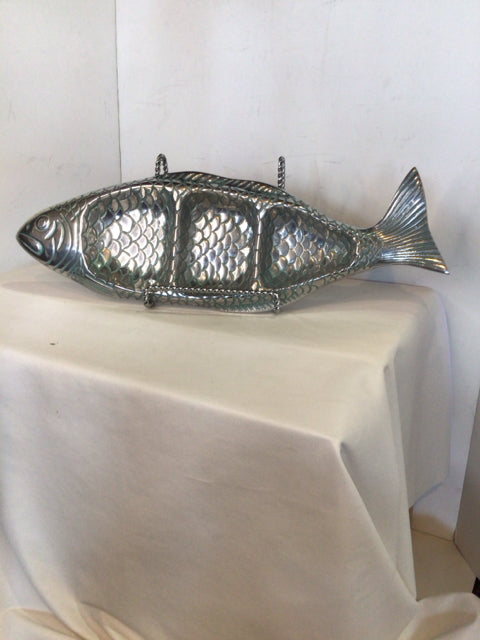 Divided Silver Pewter Fish Tray