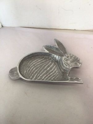 Easter Silver Aluminum Bunny Tray Holiday Item