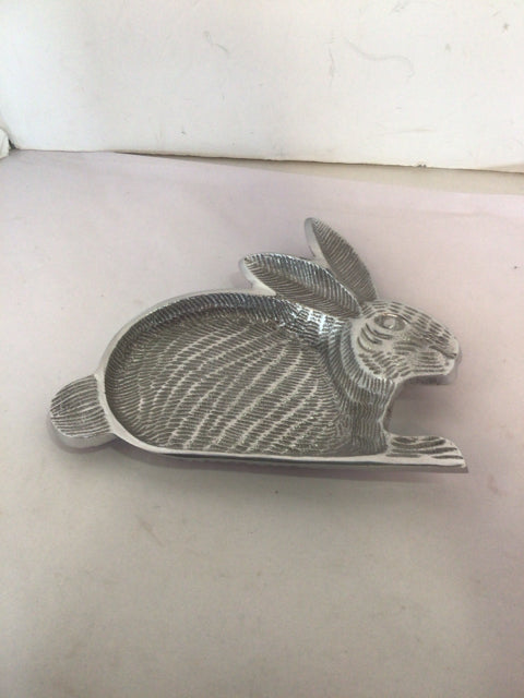 Easter Silver Aluminum Bunny Tray Holiday Item