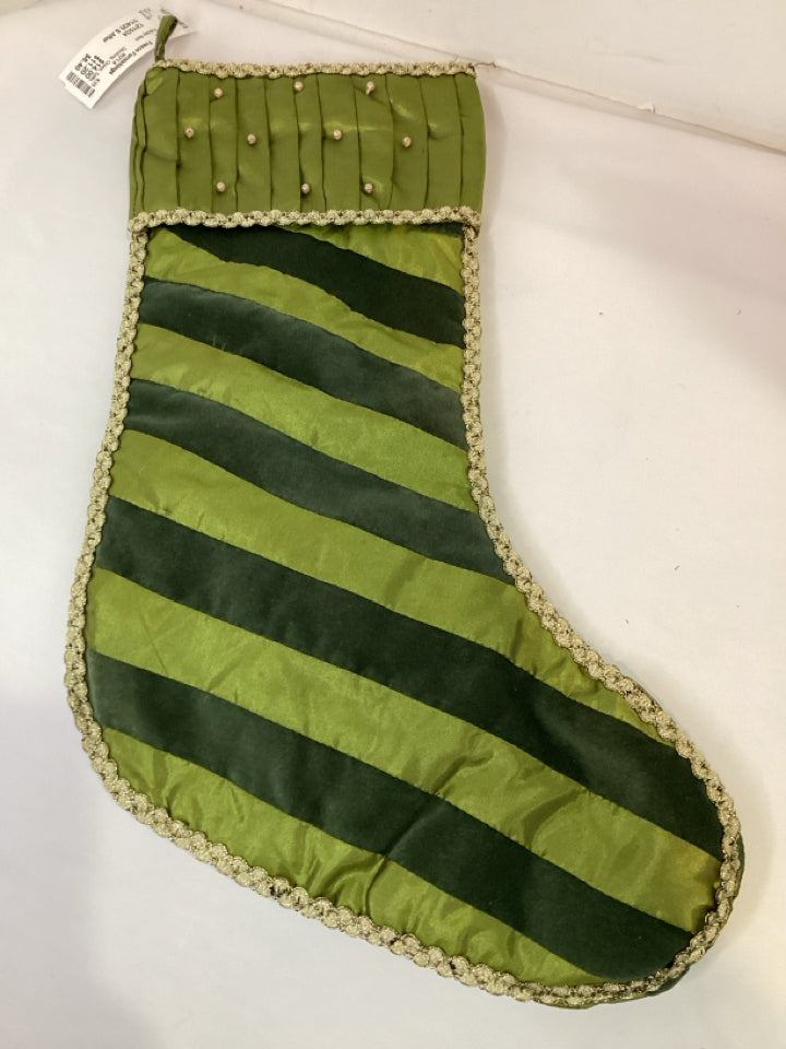 Stocking Green Satin Holiday Item