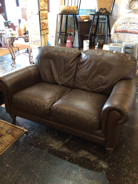 Leather Brown Loveseat/Love Seat/Sofa