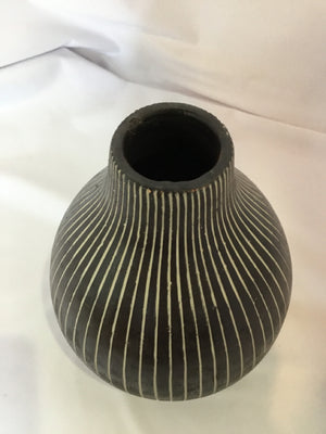 Brown/White Ceramic Stripe Vase