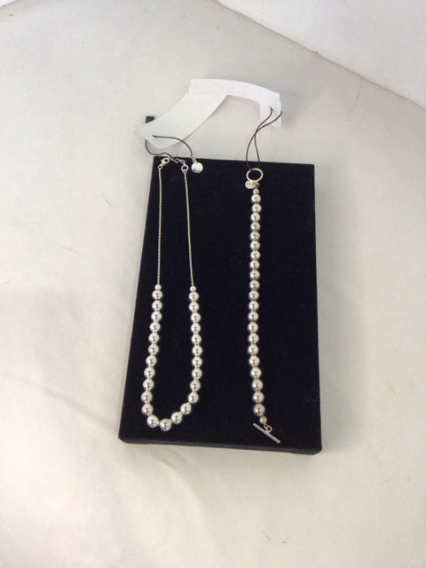 Sterling Silver Silver Beads Necklace Set