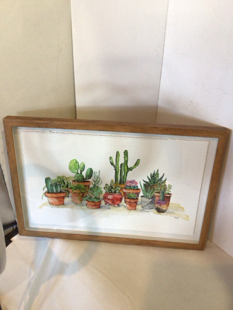 Green/White Potted Plant Framed Art