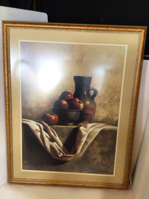 Loran Speck Cream/Multi Jug Fruit Framed Art