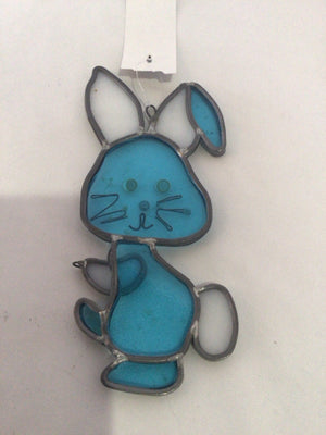 Blue Glass Bunny Sun Catcher