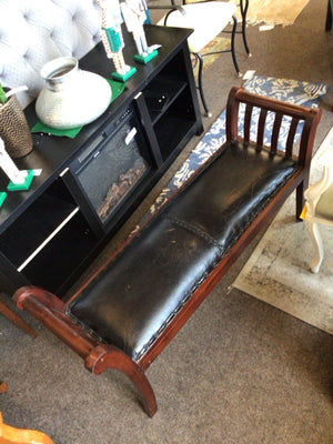 Wood Scroll Black Bench