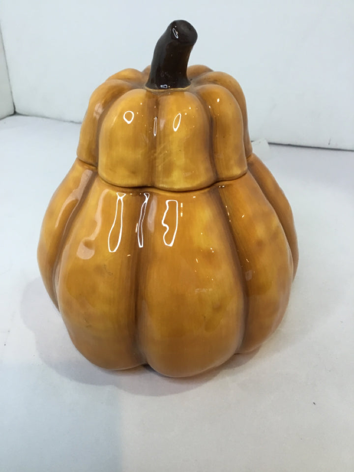 Canister Orange Ceramic Pumpkin Holiday Item