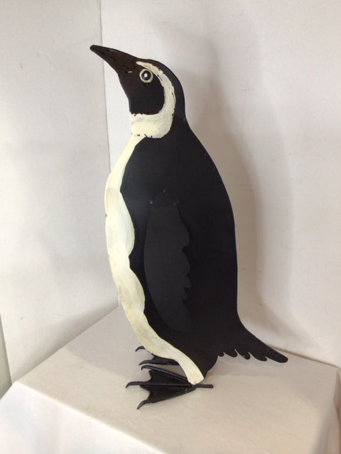 Black/White Metal Penguin Sculpture