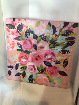 Pink/multi Floral Stretch Canvas Art