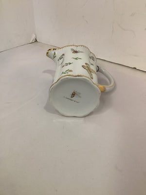 Godinger White/Gold Ceramic Butterfly Pitcher