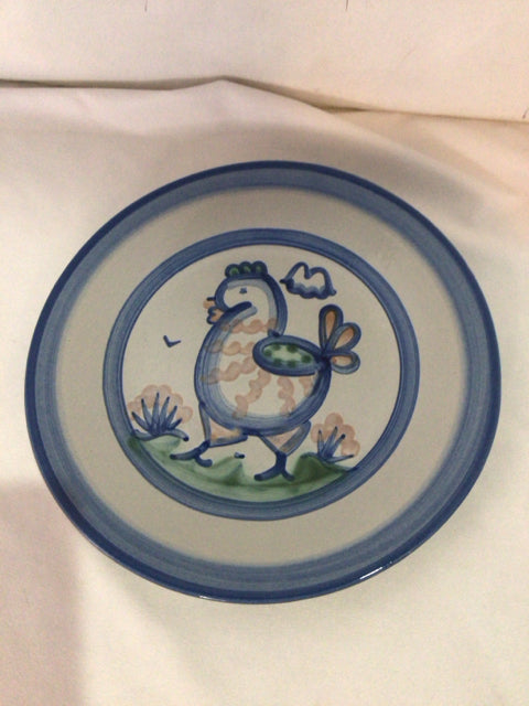 Hadley Gray/Blue Stoneware Rooster Plate