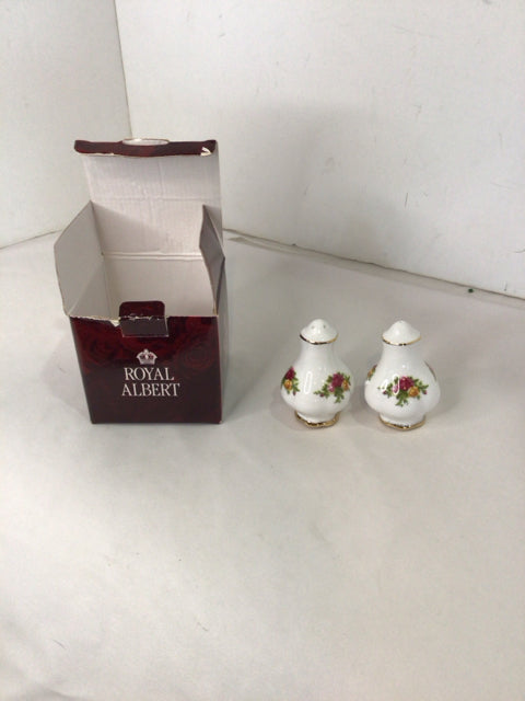 Royal Albert White China Rose Salt & Pepper