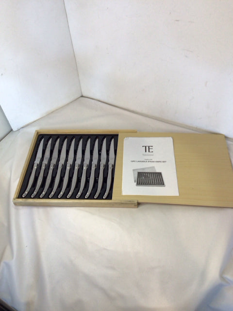 Set of 12 Silver Metal In Box Knife Set