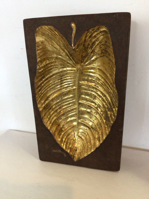 Recessed Ceramic Leaf Brown/Gold Wall Decoration Art