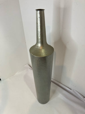 Gray Metal Hammered Vase