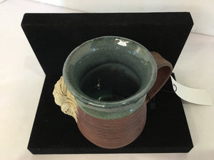 Signed Brown/Gray Pottery Face Mug