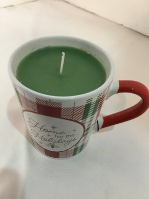 Christmas Red/Green Ceramic Mug Candle Holiday Item