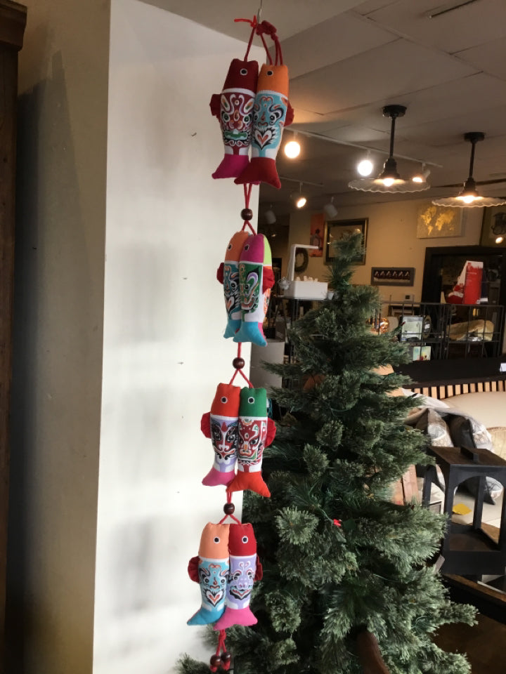 Oriental Multi-Color Cotton Koi Fish Wall Hanging Art