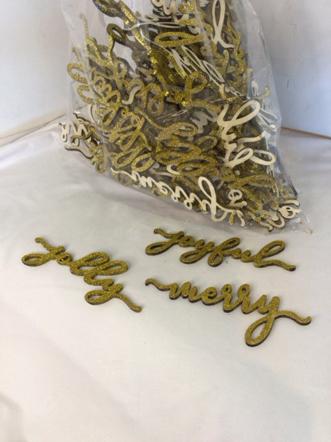 Bag of Gold Glitter Words Holiday Item