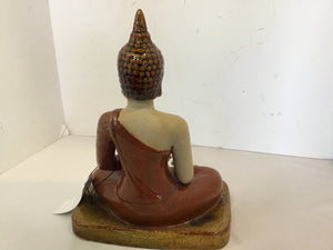 Tan/Red Ceramic Buddha Statue