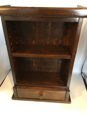 Vintage Brown Wood 1 drawer 2 Shelf Shelf