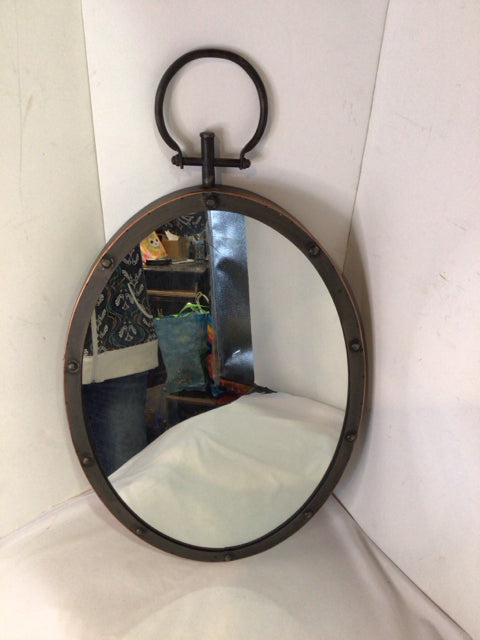 Bronze Metal Oval Mirror
