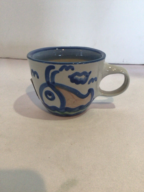 M.A. Hadley Gray/Blue Ceramic Cup